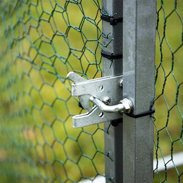 WilTec Fudajo XXL Freilaufgehege 2 x 2,95 x 2 m mit Sonnendach und galvanisierten Gitterstäben, Kleintiergehege in grün – Bild 4