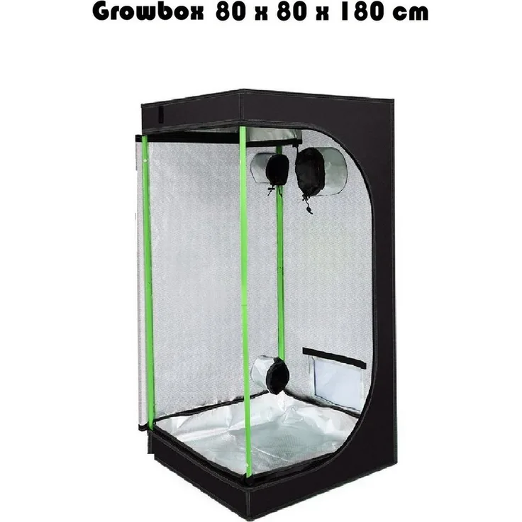 JUNG Gewächshaus Growbox Indoor 80x80x180cm, mit verstärkter PE-Schicht, reflektierenden Mylar-Wänden, und Sichtfenster - Weed Set, Weedness, Gras, Aufzucht Set Pflanzen, Cannabis Set Box