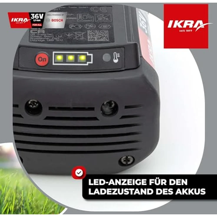 IKRA 36 V Li-Ion Akku 6,0 Ah, kompatibel mit allen 36V BOSCH Geräten, mit COOLPACK-Technologie und LED-Ladezustandsanzeige – Bild 4