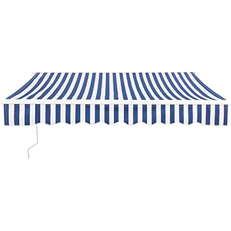 Gelenkarmmarkise 350x250cm mit Handkurbel Blau-Weiß – Bild 6