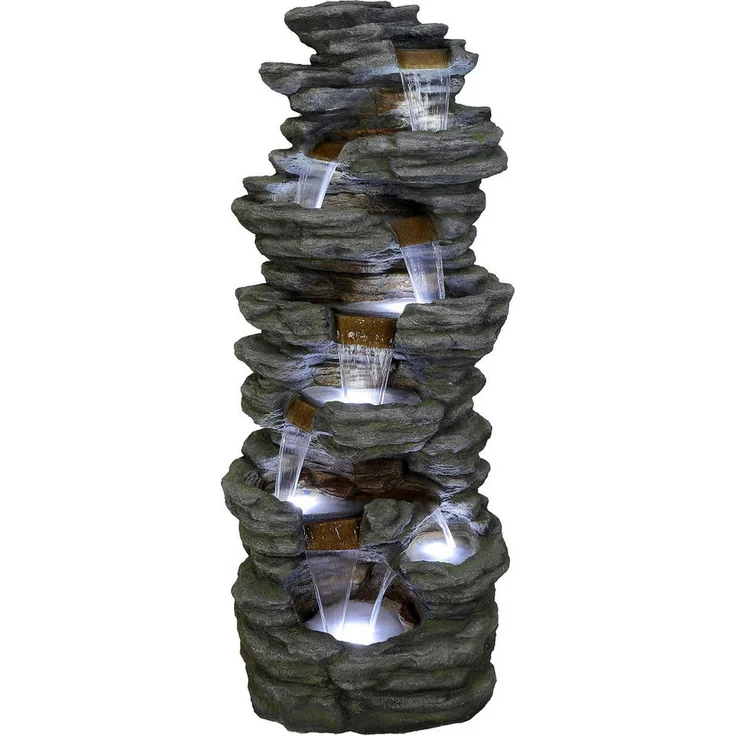 AcquaArte Gartenbrunnen Wasserfall CORTE, Komplettset mit LED-Beleuchtung, Pumpe und wetterfestem Material