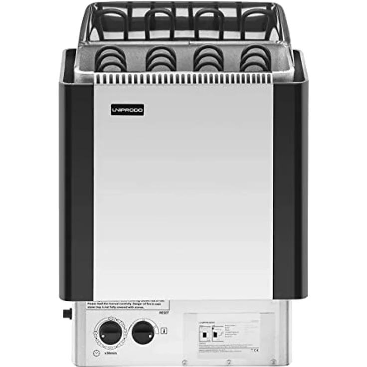 Uniprodo UNI_SAUNA_S6.0KW Saunaofen Elektroheizung, 6 kW für Trockensauna 5-9 m³, Grau/Silber mit integrierter Steuerung und Zeitschaltuhr – Bild 6