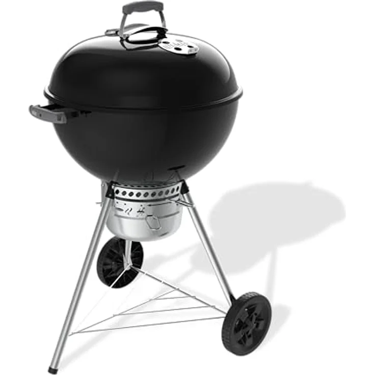 Weber Original Kettle Premium Holzkohlegrill, 57 cm mit Porzellanemailliertem Deckel, One-Touch-Reinigungssystem und integriertem Deckelthermometer, Schwarz – Bild 1