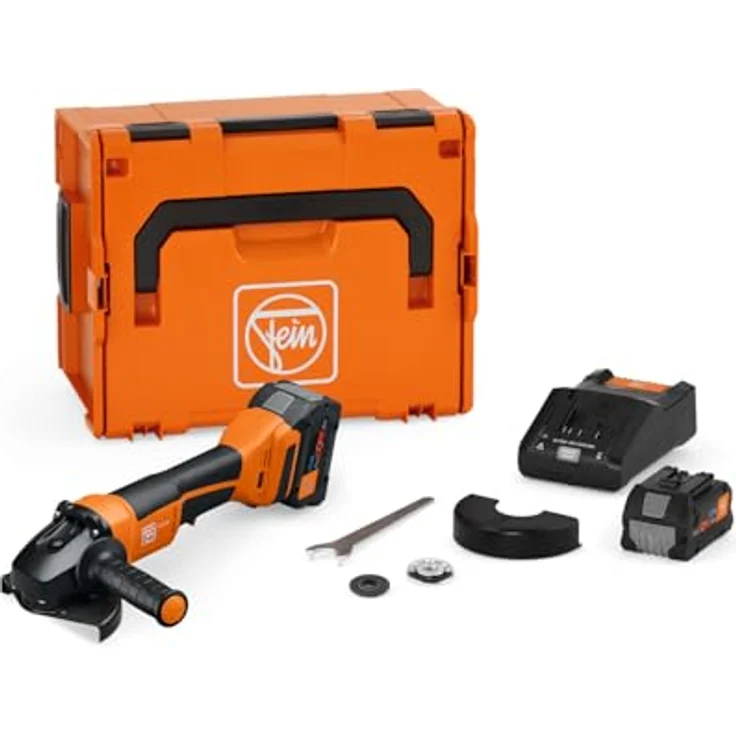 Fein Akku-Winkelschleifer CCG 18-125-12 PD AS, Ø 125 mm, mit 2x 8,0 Ah ProCORE Akkus und Ladegerät im Koffer, staubresistent, hohe Leistung – Bild 1