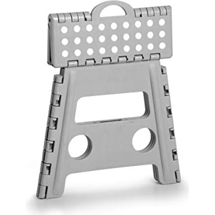 Zeller Klapphocker grau 37 x 32 x 30 cm, Klapphocker aus Kunststoff mit integriertem Tragegriff und rutschhemmender Oberseite – Bild 4