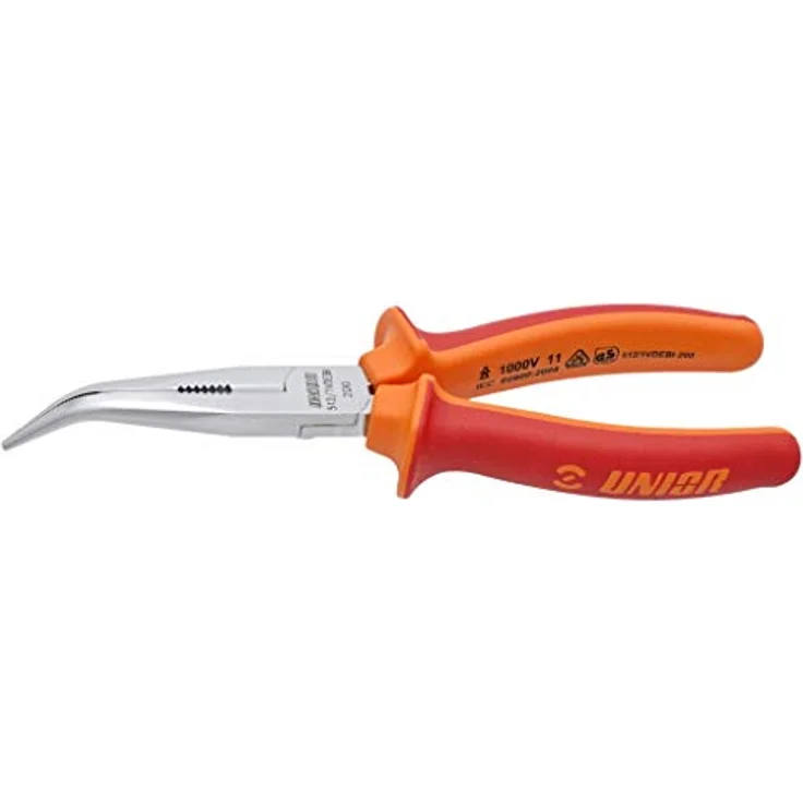 Unior 512/1VDEBI Flachrundzange, 45° gebogen, mit Schneide und extra langen Backen, 170 mm, aus Spezial-Werkzeugstahl – Bild 1
