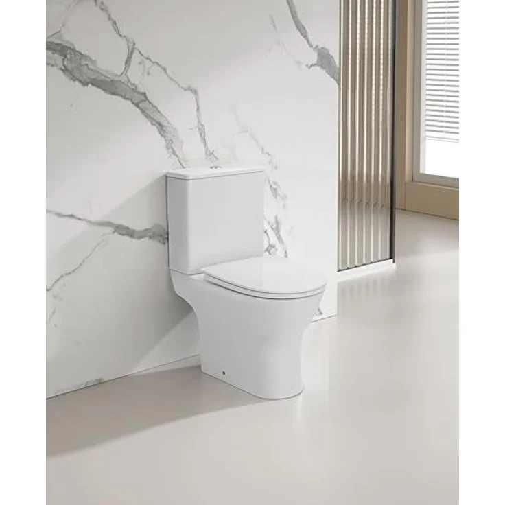 sanicomfort Stand-WC Kombination Paros, spülrandlos mit Soft-Close WC-Sitz und waagerechtem Abgang – Bild 3