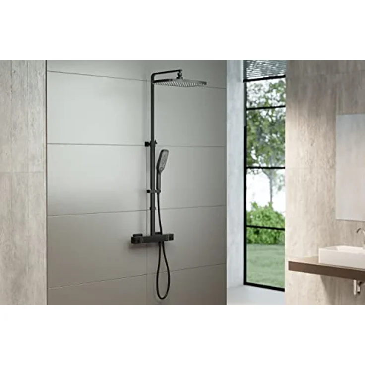 Bernstein Duschsystem 3011 PRO, Duschsäule Thermostat Schwarz - Inkl. Handbrause & Regenduschkopf, Cool-Body-Funktion, Verbrühschutz bei 38°C – Bild 2