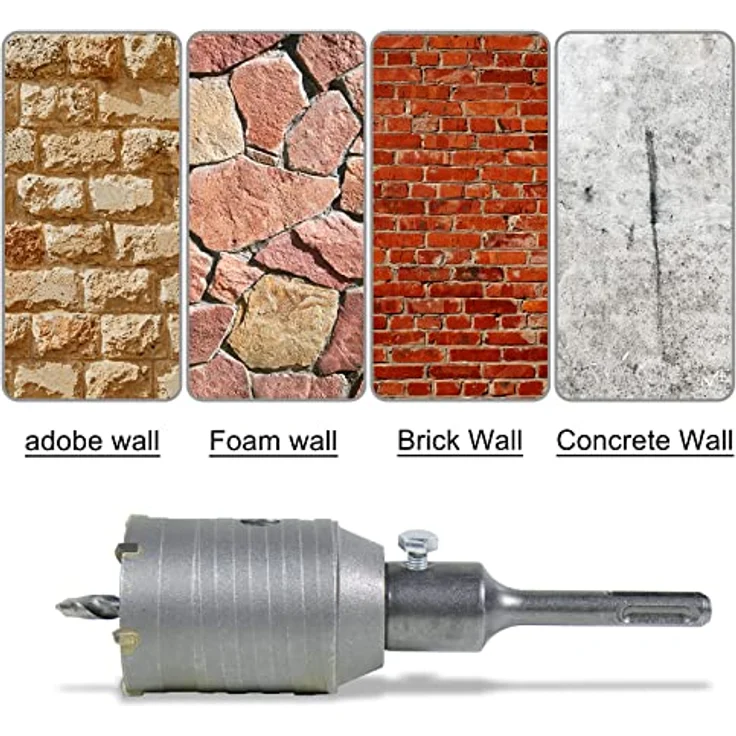 CCLIFE Bohrkrone 50/55/65/68/80/82/100 mm steckdosenbohrer beton mit SDS plus Adapter Bohrkrone Steckdose für Mauerwerk und Beton - Preisvergleich – Bild 5