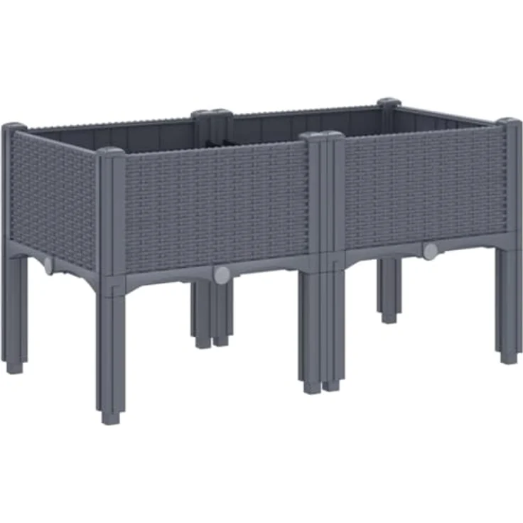 vidaXL Pflanzkasten mit Beinen Grau 80x40x42 cm PP – Bild 5