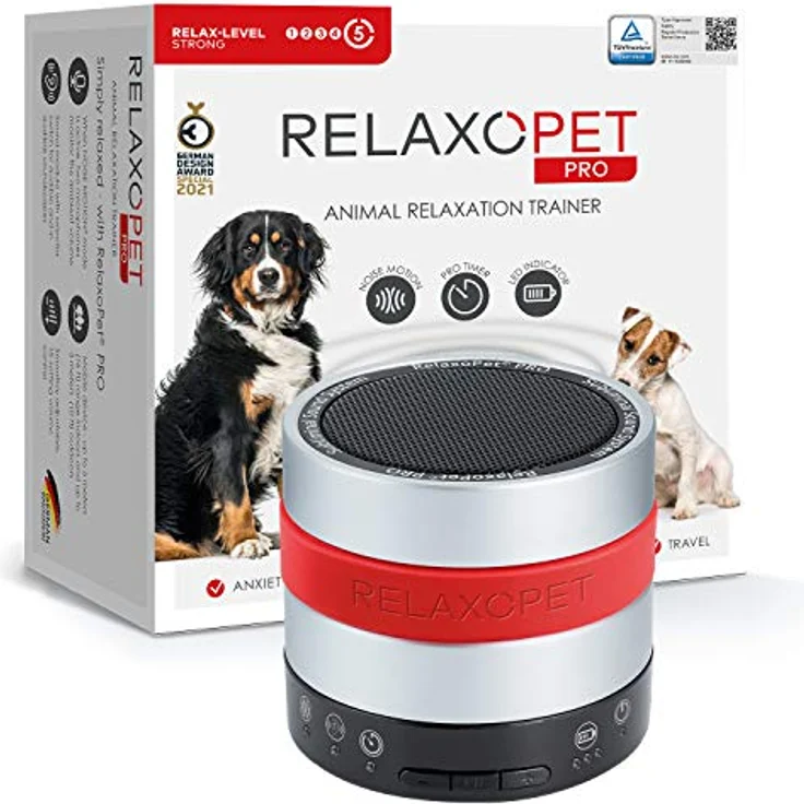 RelaxoPet Pro, Tierentspannungs-Trainer, Beruhigung für Hunde, hochfrequente Klangwelten zur Entspannung, TÜV Zertifiziert. Bekannt aus 'Die Höhle der Löwen', P300-001, rot - Preisvergleich – Bild 1