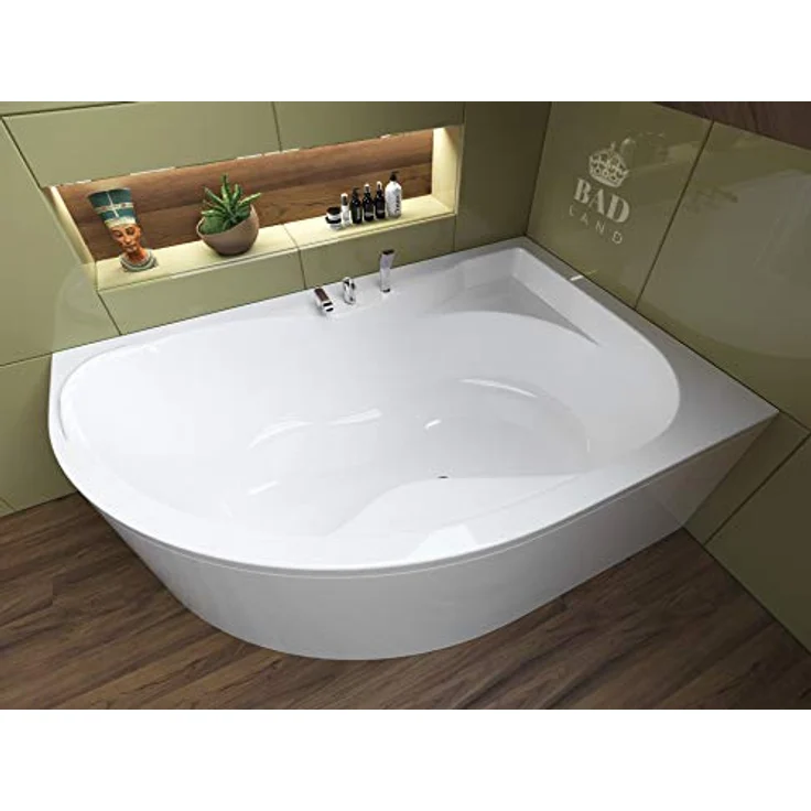 Polimat BADLAND Eckbadewanne DORA 170x110 cm Rechts, Weiß Acryl mit automatischem Chrom Ablauf, inkl. Acrylschürze und Füßen, Komplettset 4in1 Made in EU – Bild 2
