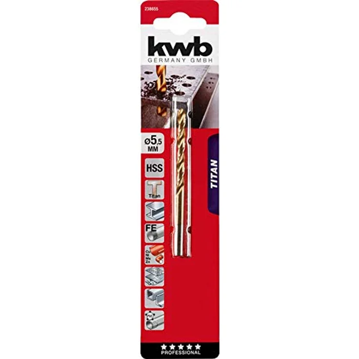 kwb HSS Metall-Spiralbohrer 5.5mm DIN 338, gold, rechtsschneidend, zylindrisch, Industriequalität, präzisionsgeschliffen mit Kreuzanschliff – Bild 2