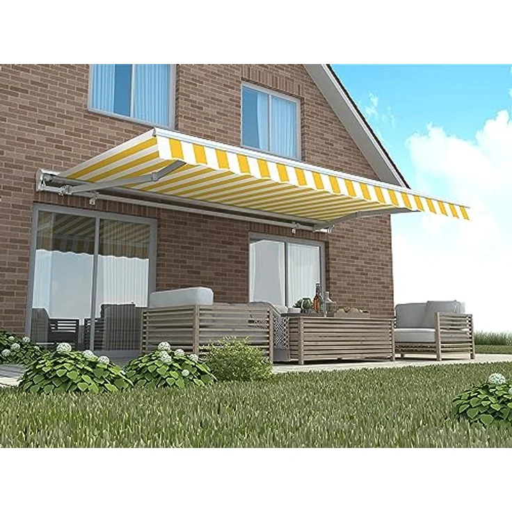 home Trends Markisenstoff Markise mit Volant 4 x 3 m Markisenbespannung ersatzstoff 387 x 300cm Balkon Markise wasserabweisend & Sonnenschutz Ersatz Markisentuch P2011 – Bild 2