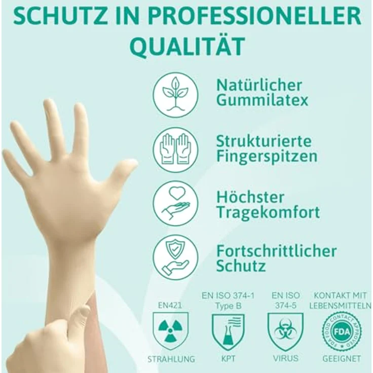 Ansell TouchNTuff 69-318 Naturgummilatex Handschuhe, Chemikalien- und Flüssigkeitsschutz, Naturfarben, Größe 8 (100 Handschuhe pro Spender) – Bild 3