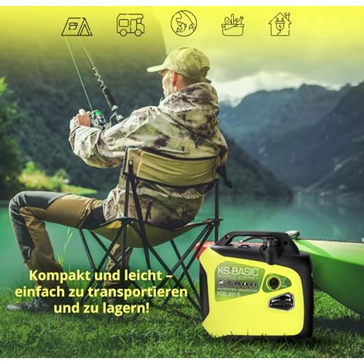 Könner & Söhnen KSB 22i S, Inverter Stromerzeuger Generator, 2,0 kW Leistung, leise mit 62 dB, ECON-MODUS, 15,6 kg leicht – Bild 4