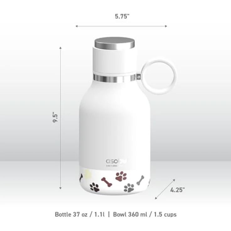 Asobu - Dog Bowl - Edelstahlflasche mit Hundenapf 1 Liter Weiß – Bild 5