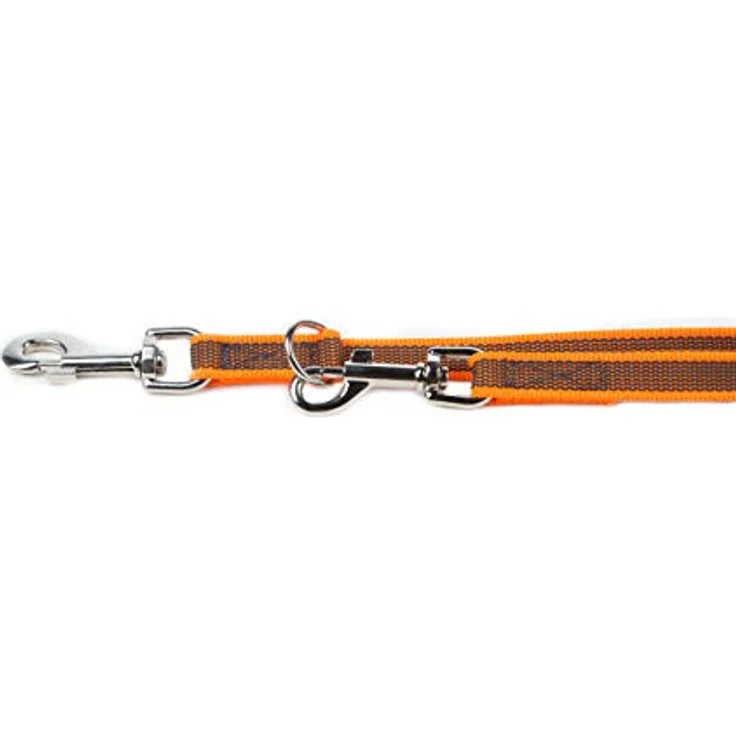 JULIUS K-9 IDC Color & Gray verstellbare Hundeleine mit Doppelkarabiner, 20 mm x 2,2 m, strapazierfähiger Textilstoff in Orange-Grau – Bild 3