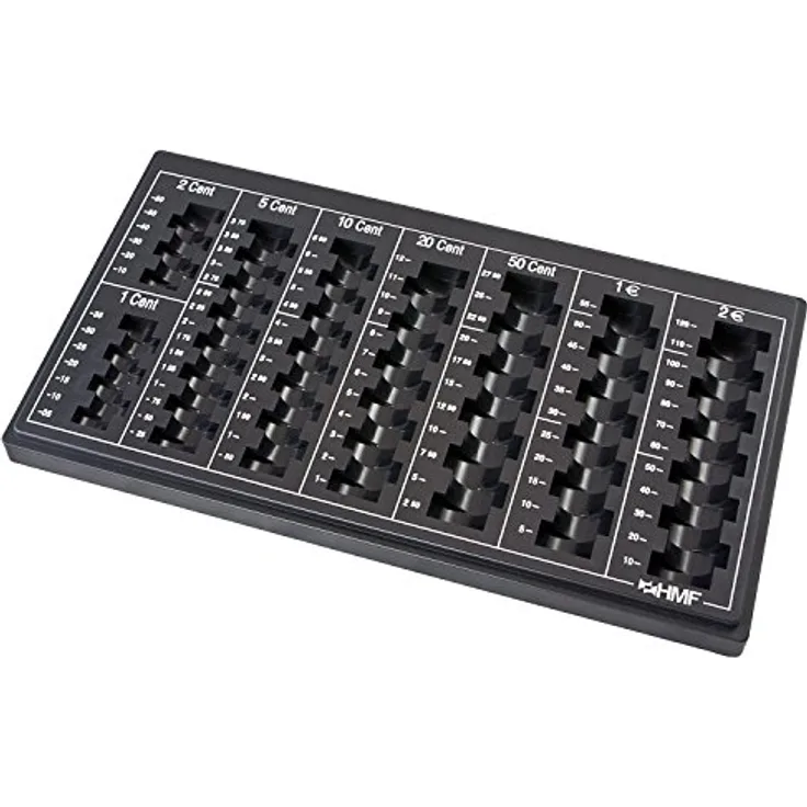 HMF 2600-02 Euro-Münzzählbrett Münzsortierer 33,0 x 18,5 x 2,0 cm, schwarz