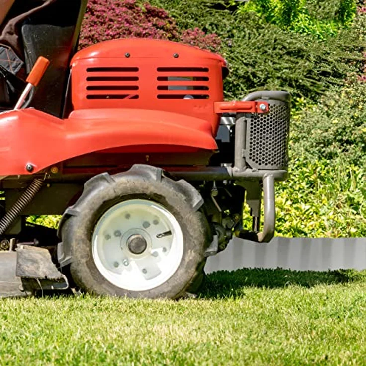 Rasenkante 10m, Beetbegrenzung aus Metall, verzinkt, flexibel, Umrandung f. Beet oder Rasen, 16cm hoch, silber – Bild 3
