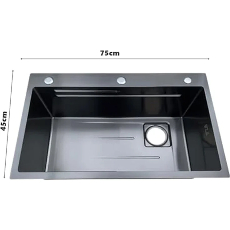 Faizee Möbel Edelstahlspüle Quantum 75x45cm mit Nanotechnologie, Silber - Preisvergleich – Bild 2