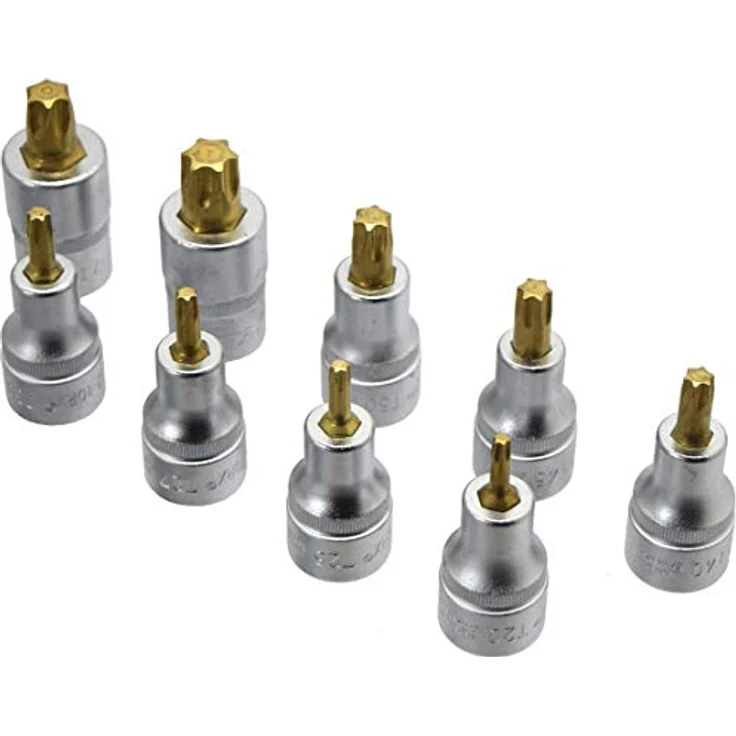 Hazet Schraubendreher-Steckschlüsseleinsatzsatz 1/2 Zoll, Torx T20-T60, TiN beschichtet, 9-teilig, Kunststoff-Kasten 165-S, Made in Germany – Bild 1