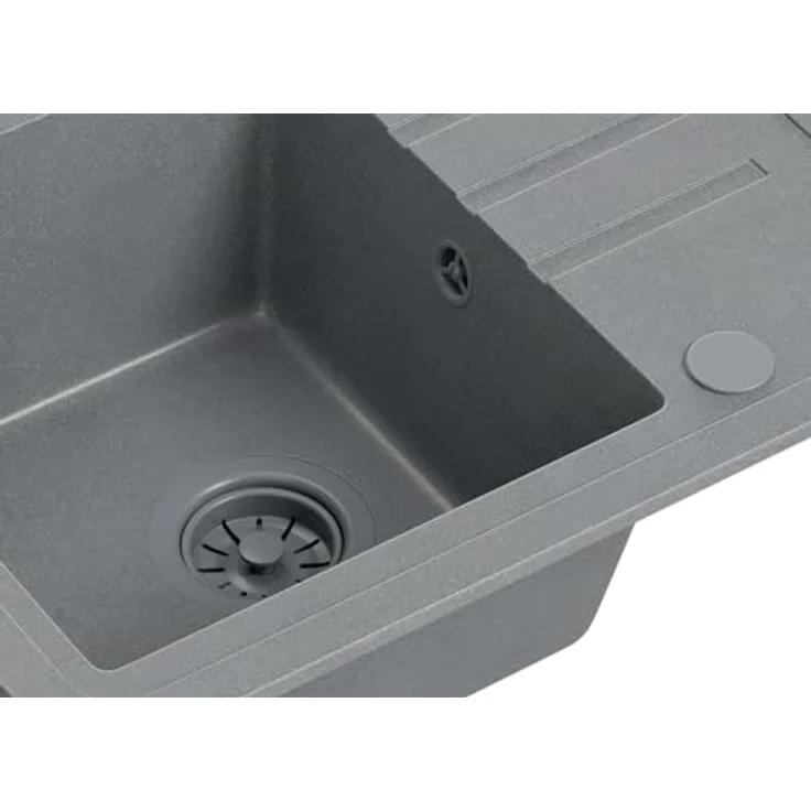 VBChome Spülbecken Granit Grau mit Armatur 55 x 44 cm Einzelbecken Einbauspüle Gesprenkelt Reversibel Granitspüle Grau Siphon Waschbecken Grau Armatur, elegante und langlebige Granitspüle mit praktischer Abtropffläche und hochwertiger grauer Küchenarmatur – Bild 3