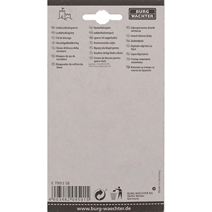 BURG-WÄCHTER Schlüssellochsperrer für Einsteckschlösser, E 700-3 SB, 04501, Inkl. 3 Schlüssel – Bild 4