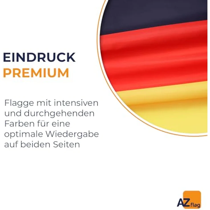 AZ FLAG Flagge Deutschland, 150 x 90 cm, aus 100% Polyester mit verstärkten Ecken und Doppelnaht, mit 2 Metallösen zur Aufhängung – Bild 3