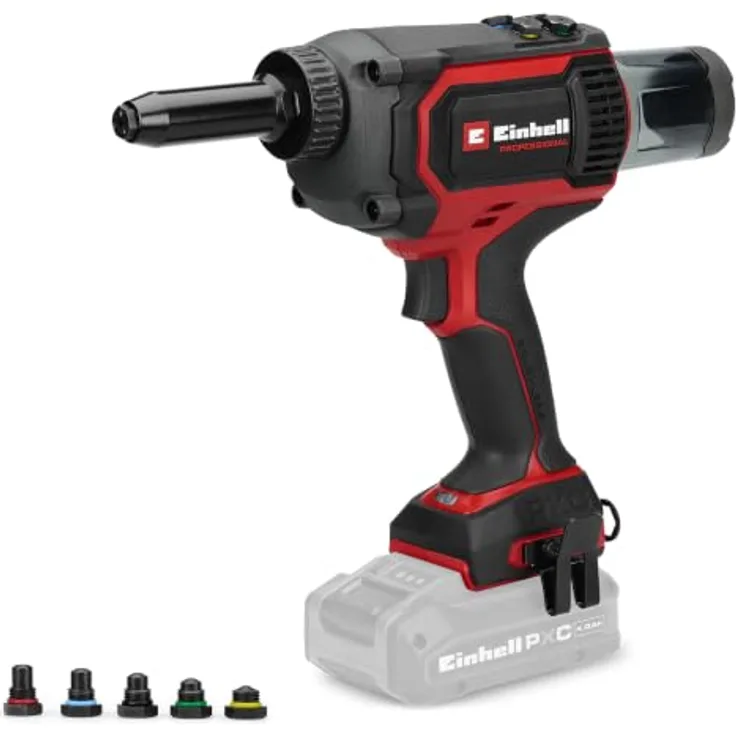 Einhell Professional TP-RG 18/30 Li BL - Solo Akku-Nietpistole mit 20.000 N Zugkraft, bürstenlosem Motor und fünf Mundstücken для Nieten bis 6,4 mm