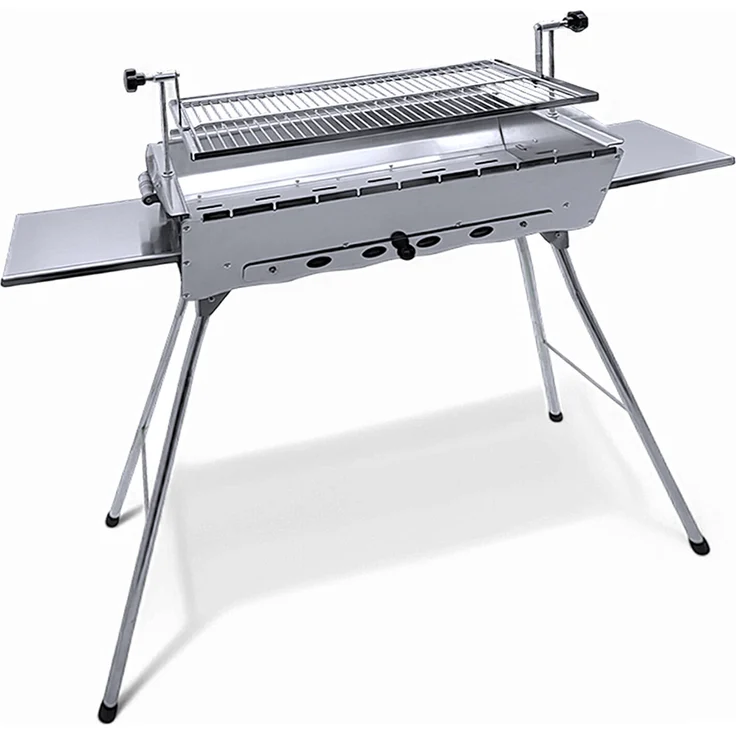 Grillpeter Mangal Astana, Holzkohlegrill mit 11er Drehspießregler und Alumotor, 230V, für bis zu 15 Spieße, rostfrei, portable Konstruktion