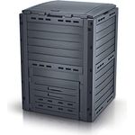 Kreher XL Komposter 280 Liter mit Deckel und Zwei Klappen in Anthrazit. In Einer schönen Holz Optik. Maße: 60 x 60 x 80 cm