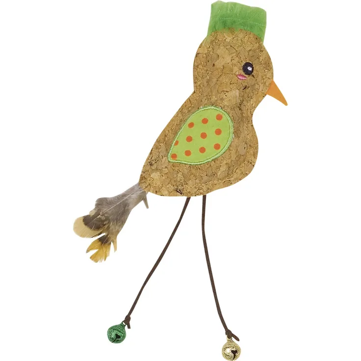 Nobby Kork Vogel mit Catnip 21 cm grün