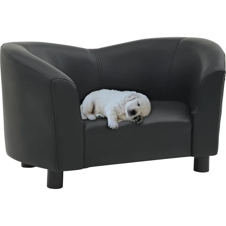 vidaXL Hundesofa Schwarz 67x41x39 cm Kunstleder