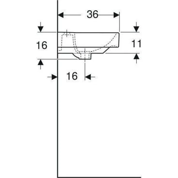Geberit GE Smyle Square Handwaschbecken, 45x36cm m. Hl., m. Ül. asym. – Bild 5