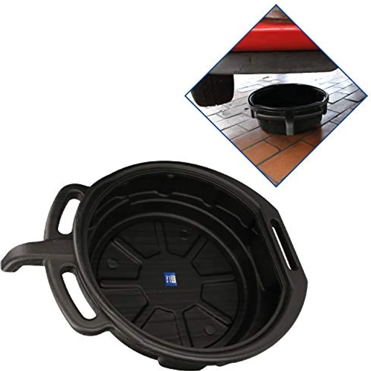 BRILLIANT TOOLS BT716002 Öl-Auffangwanne, 16L mit 3 Tragegriffen und Ausguss, ideal für beengte Platzverhältnisse im Automobil- und Motorradbereich – Bild 3