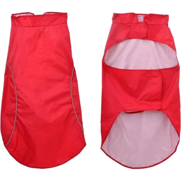 vidaXL Hundemantel Hunde Regenmantel aus Polyester, rot, 3XL mit Reflexstreifen und Klettverschlüssen – Bild 4