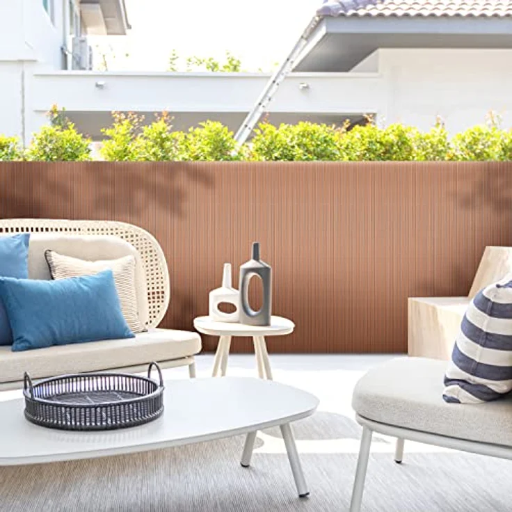 Ribelli® PVC Sichtschutzmatte, Sichtschutzzaun für Garten und Balkon, braun, 120 x 700 cm, wetterbeständig und leicht montierbar – Bild 2