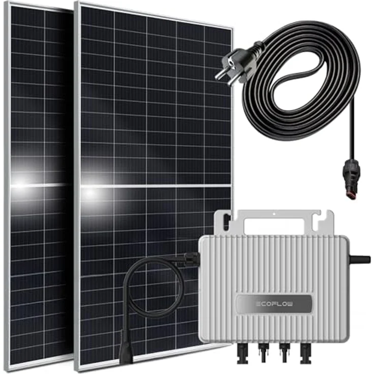 SUNNIVA Balkonkraftwerk 900W/800W, PV Solaranlage Komplettset mit 2x 450W Solarmodulen, Ecoflow Stream Wechselrichter, Silver Frame, inkl. 5m Kabel, Bluetooth & WIFI – Bild 1