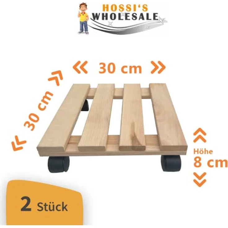 2 Pflanzenroller Holz MASSIV eckig 30 cmx 30 cm bis 120 KG – Bild 6