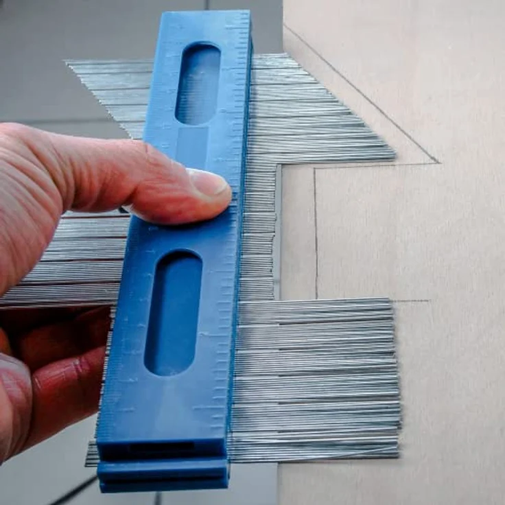 hedue® Profilschablone PS1, Konturenlehre mit Verbindungsgelenk im 2er Set (2 x 20 cm), Laminat Werkzeug, Schablone für Fliesen – Bild 4