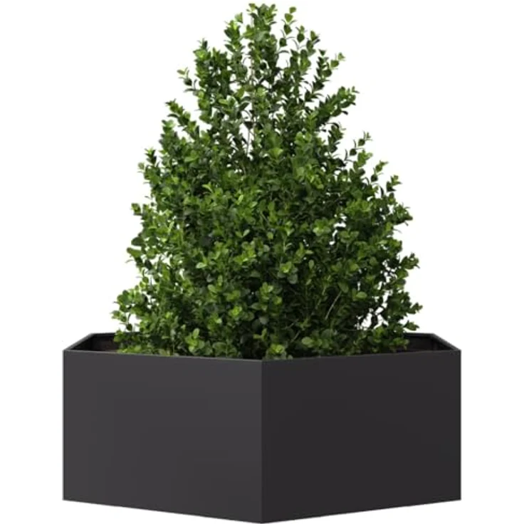 vidaXL Pflanzkübel Schwarz Sechseckig 138x120x45 Stahl, Witterungsbeständig und erhöhtes Design – Bild 3