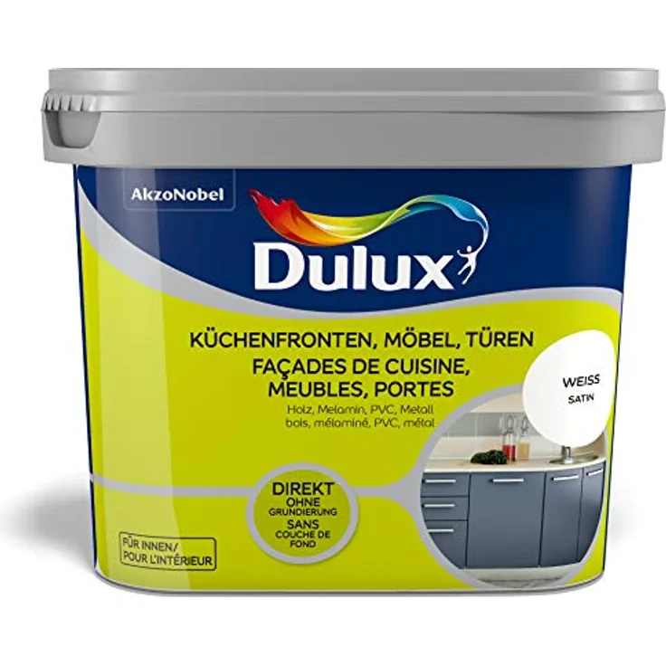 Dulux Fresh Up Lack für Küchenfronten, Möbel und Türen, Satin Weisse Farbe, 2 l