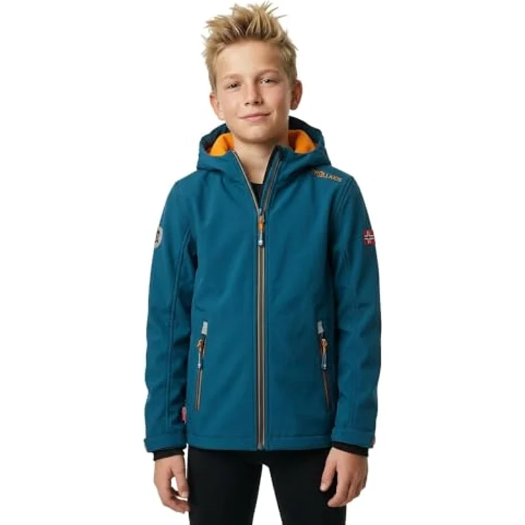 TROLLKIDS Softshelljacke Trollfjord, Kontrastreißverschlüsse, wasserabweisend, winddicht, flexibel-elastisch, flauschig warm, norwegische Flagge, Lonely Troll, wasserdicht, blau – Bild 3