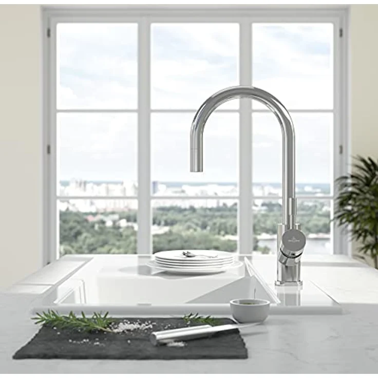 Villeroy & Boch Küchenarmatur 925400LE, Edelstahl poliert, mit Ausziehbrause und keramischen Dichtungen – Bild 3
