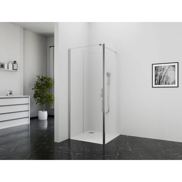 Marwell Walk-in-Dusche BRIGHT 80, Einscheibensicherheitsglas, seitenverkehrt aufbaubar, mit Stabilisationsbügel, chrom – Bild 1