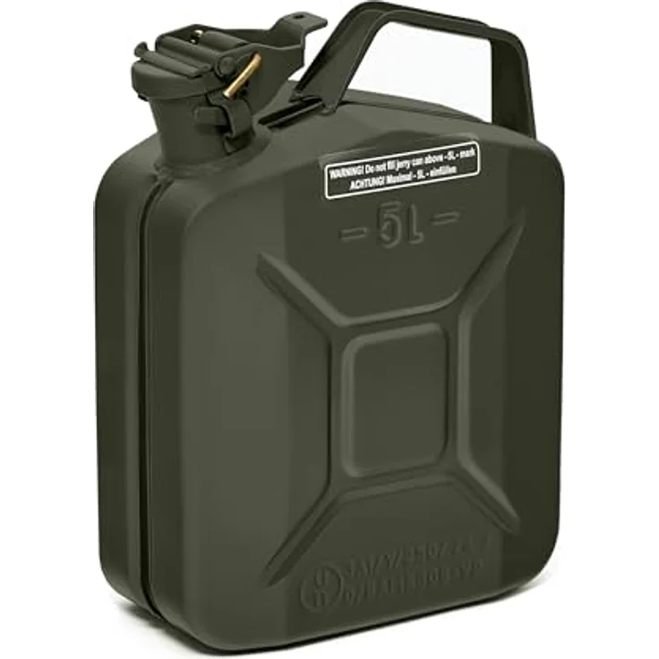 BW® Benzinkanister Metall 5L, Kraftstoffkanister Bronzegrün RAL 6031-F9, TÜV-geprüft, UN-zugelassen, 0,8mm Stahl für Benzin Diesel E10 2-Takt – Bild 3