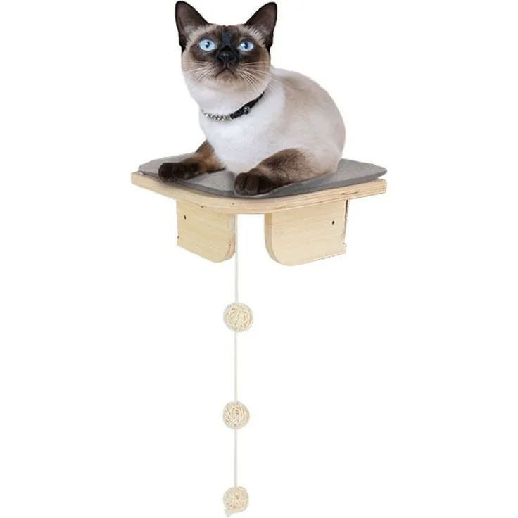 all for paws Kratzbaum AFP Skywalk - Eckplattform für Katzen, wandmontierbar, bis 23 kg belastbar, mit Spielkette, L 26 x B 26 x H 12 cm