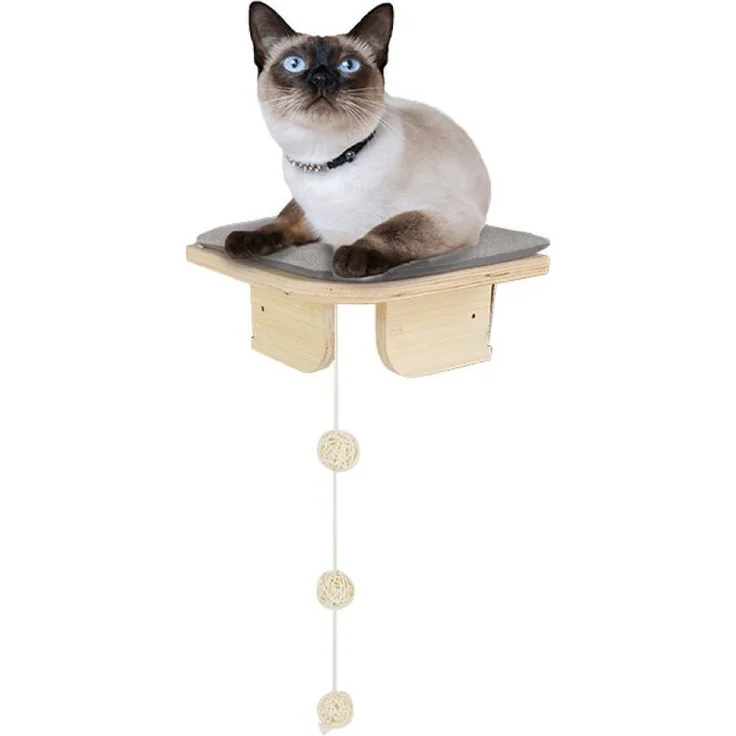 all for paws Kratzbaum AFP Skywalk - Eckplattform für Katzen, wandmontierbar, bis 23 kg belastbar, mit Spielkette, L 26 x B 26 x H 12 cm