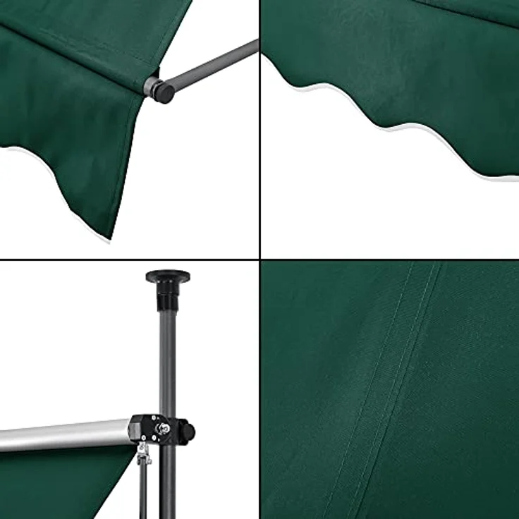 Pro.tec - Klemmmarkise 150x120x200-300cm ohne Bohren Dunkelgrün – Bild 6